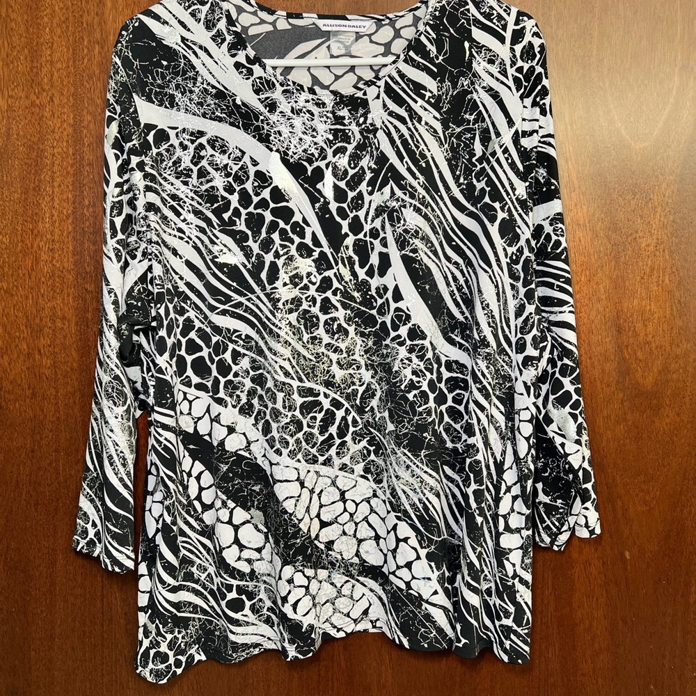 Allison Daley Animal Print 3/4 Sleeve Knit Top NWOT Size XL - Picture 7 of 9